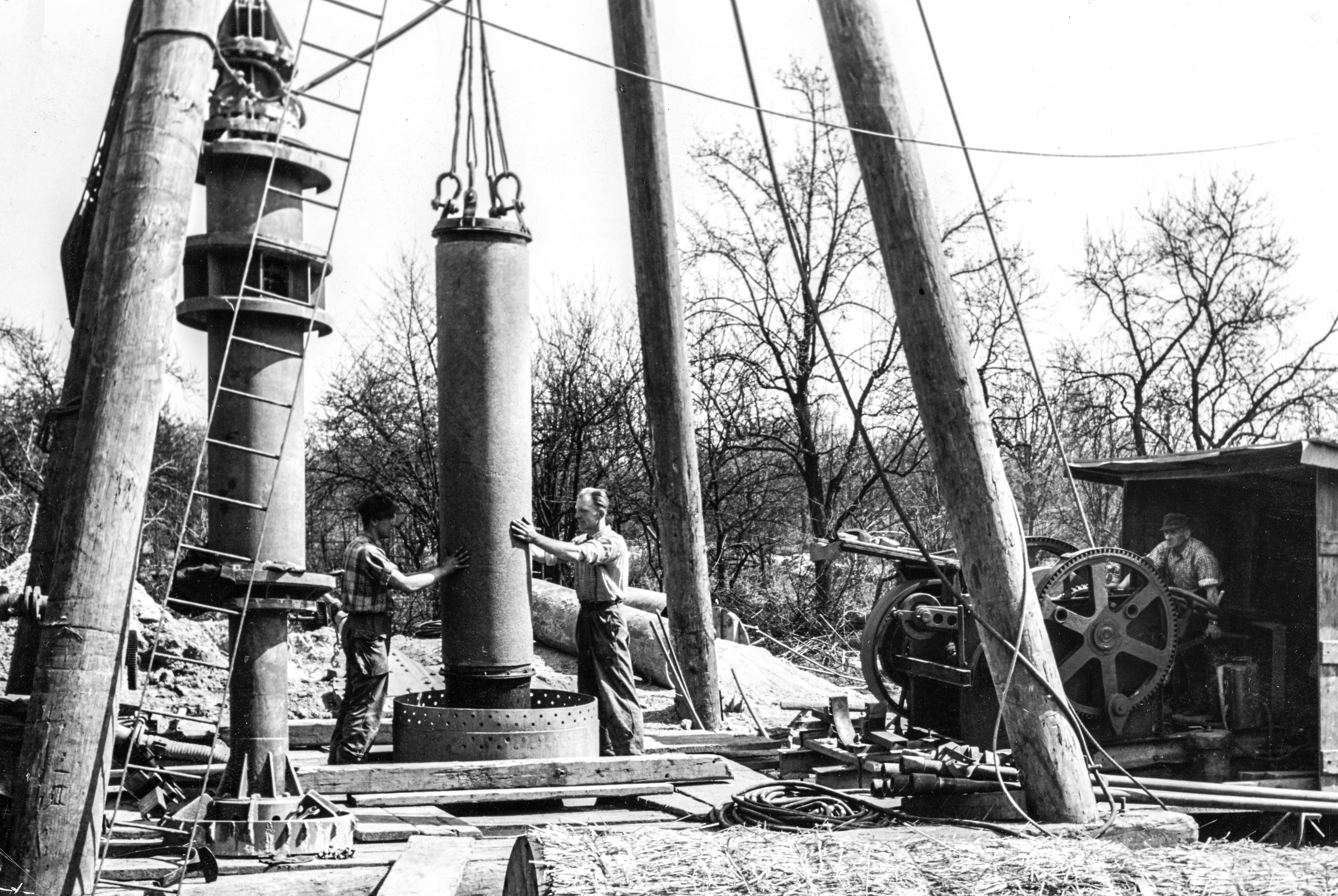 Water well construction back in the day