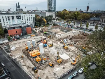 Bauer Spezialtiefbau realisiert am Kölner Ottoplatz eine komplexe 8 m tiefe Baugrube für das neue LVR-Haus.